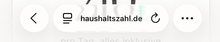 Die Safari-Leiste am unteren Rand des iPhone-Bildschirms: Zurück-Pfeil, die Adresse haushaltszahl.de, Neu-laden-Pfeil und rechts ein runder Knopf mit drei Punkten.